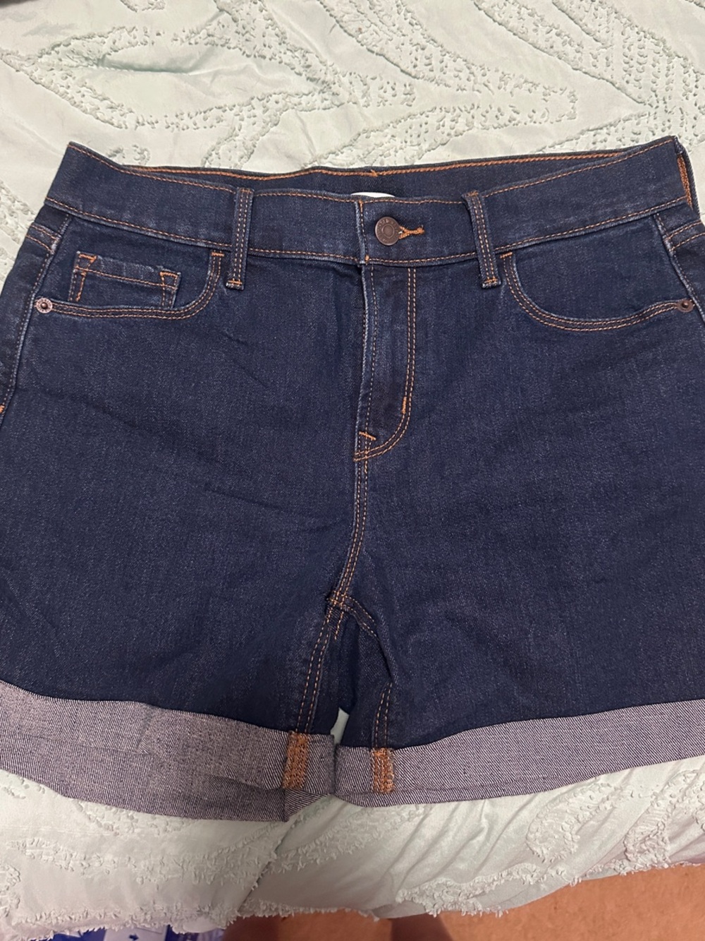 Old Navy Dark Blue Cuffed Denim Shorts